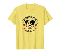 Barking Mad with Love : Cute Dog Lover Graphic T-Shirt, Homme, Citron, XXL