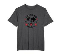 Barking Mad with Love : Cute Dog Lover Graphic T-Shirt, Homme Grandes Tailles, Chiné Foncé, 3X Tall
