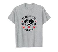 Barking Mad with Love : Cute Dog Lover Graphic T-Shirt, Homme, Gris Chiné, L