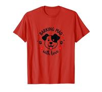 Barking Mad with Love : Cute Dog Lover Graphic T-Shirt, Homme, Rouge, S