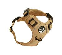 Barkridges TruFit Harnais confortable pour chien réglable, facile à porter, sans traction, sans frottements, réfléchissant de sécurité, confortable, taille S, M et L (beige miel, taille M, coupe