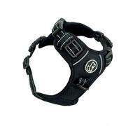 Barkridges® TruFit Harnais confortable pour chien réglable, facile à porter, sans traction, sans frottements, réfléchissant de sécurité, confortable, petit, moyen et grand (noir, taille L, coupe