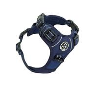 Barkridges® TruFit Harnais confortable pour chien réglable, facile à porter, sans traction, sans frottements, réfléchissant de sécurité, confortable, petit, moyen et grand (bleu foncé, taille S, coupe