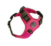 Barkridges TruFit Harnais confortable pour chien réglable, facile à porter, sans traction, sans frottements, réfléchissant de sécurité, confortable, petit, moyen et grand (rose vert, M - Coupe