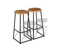 Lot de 2 Tabourets de Bar, Chaise de Pub, Siège de Bistrot, Meuble de Salle à Manger Cuisine Salon Maison Intérieur, Bois de Teck Massif
