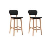 vidaXL Lot de 2 tabourets de bar Chaise de pub tissu noir pour intérieur