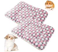 Barley Ears 2 Pièces Lit en Peluche pour Petits Animaux, Hiver Chaud Couverture Moelleuse en Flanelle Tapis De Lit pour Chatons, Lapins, Écureuils, Cochons d'Inde (Rose : 34 X 28 cm)