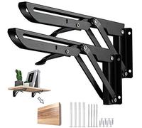Barley Ears Équerre Pliante 250mm Étagère Murale Pliante, 2 Pièces Support Console Pliable en Acier Inoxydable, Equerre pour Etagere Murale, Cadre de Support d'étagère de Garage Charge Max 50kg