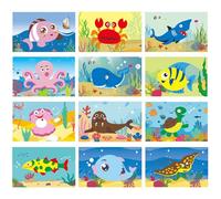 Barlone Lot de 12 autocollants mosaïque en mousse EVA 3D pour enfants, images adhésives pour filles et garçons, kit créatif pour anniversaire d'enfant, cadeau, fête, emploi