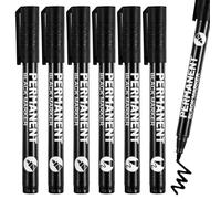 Barlone Lot de 6 marqueurs permanents noirs de 2 à 5 mm de largeur de fil en acrylique - Étanche - Séchage rapide - Pour carton, céramique, verre, bois, métal