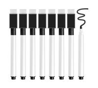 Barlone Lot de 8 marqueurs magnétiques pour tableau blanc effaçables - Noir - Feutres non permanents - Marqueurs effaçables - Marqueurs effaçables à sec pour tableau mémo et tableau à feuilles