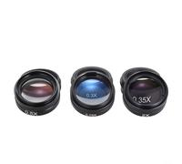 Barlow Objectif auxiliaire en verre 0,3 x à 2 x pour microscope vidéo industriel à monture C, compatible avec filetage de 42 mm, réducteur de grossissement et (0,5 x)