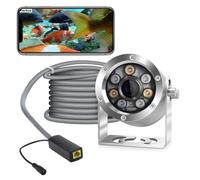 Barlus Caméra sous-Marine POE 5MP CMOS Objectif Grand Angle 100° avec lumière de Remplissage IP68 24h/24 7 étanche pour Bassin koï/résistance à la Corrosion Marine avec câble de 9,8 m