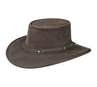 Barmah Chapeau Squashy Bronco Homme - Made in Australia Bande Decorative en Cuir de Boeuf Outdoor avec Bandeau Cuir, Passepoil Printemps-ete Printemps Ete Automne Hiver - S (54-55 cm) Marron