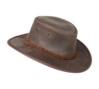Barmah Hats Chapeau en cuir Foldaway Oiled cuir de bœuf marron XL