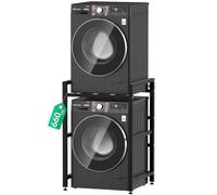 BARMAKET Étagère Machine à Laver, Meuble Machine à Laver avec 3 Hauteurs Réglables,Capacité de Charge 300 kg, Meuble de Rangement Machine a Laver et Sèche-Linge 73x66x105cm Noir