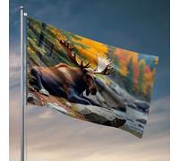 Barman Cave Decor Orignal se reposant près d'une rivière en automne. Drapeaux pour chambre de filles (120 x 180 cm)