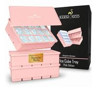 BARMINGO Lot de 3 bacs à glaçons en silicone avec couvercle - Sans BPA - XXL - Grand moule à glaçons anti-fuite et passe au lave-vaisselle - Bac à glaçons (3, rose pastel, 15 cubes XXL)