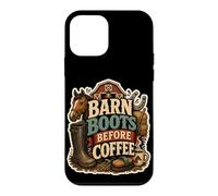 Barn Boots Before Coffee Humour écurie Coque pour iPhone 12 Mini