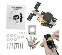 Barn Door Latch | Verrou Double Face Pour Portail En Bois - Loquet Sécurisé 5 Clés Pour Portail Garage Grange Cabine Poulailler Exterieur Armoire Cellier Patio