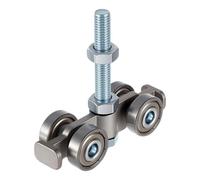 Barn Ďoor Rollers, Heavy Duty 4-Wheel Sliding Door Roller Set With Raised Bearing Protection, Smooth Silent For Barn Gařage Doors, Fits 1-5/8 Inch Track, Easy Install Hardware, Steel Constr
