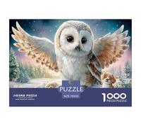 Barn Hibou Puzzle 1000 Pieces Cadeau Unique Hiver étoilé Challenge Toy À De Qualité Supérieure Peinture Art pour Adultes Et Enfants À Partir De 14 Ans 70x50cm/1000pcs