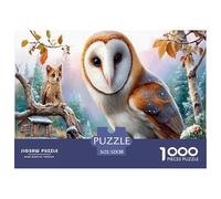 Barn Hibou Puzzle 1000 Pièces Jouet en Bois Divertissement Créatif De l'art De La Décoration Branche Forêt Gelée Challenge Toy pour Adultes Et Enfants À Partir De 12 Ans 52x38cm/1000pcs