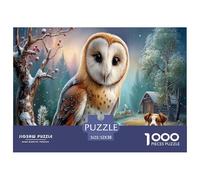 Barn Hibou Puzzle 1000 Pièces Jouet en Bois Divertissement Créatif Décoration Intérieure Cottage d'hiver Challenge Toy Adultes & Enfants des 14 Ans 52x38cm/1000pcs