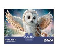Barn Hibou Puzzle 1000 Pièces Jouet en Bois Jeu D'Intelligence Décoration Intérieure Hiver étoilé Challenge Toy Adultes & Enfants des 14 Ans 38x26cm/1000pcs