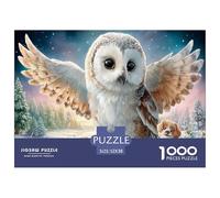 Barn Hibou Puzzles 1000 Pieces Cadeau Unique Hiver étoilé Défi Jouet À De Qualité Supérieure Peinture Art pour Adultes Et Enfants À Partir De 14 Ans 52x38cm/1000pcs