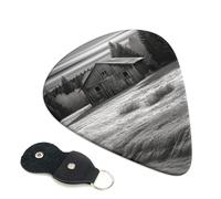Barn Lot de 6 médiators en celluloïd avec support en cuir, 0,71 mm d'épaisseur, médiators personnalisés pour basse, guitare électrique, acoustique, cadeau pour les amateurs de guitare acoustique Noir