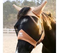 BARN & STABLE Masque anti-mouches respirant en maille résistante à la déchirure pour chevaux avec bords en polaire douce et sangles tactiles réglables - Masque équin avec oreilles
