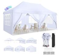 Barnum Pliant 3x6m Tonnelle Pliante 3x6 Tonnelle de Jardin Exterieur Imperméable Professionnel Tente,Blanc