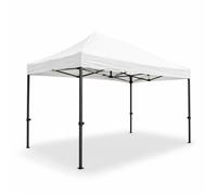 Barnum pliant pro 3x4,5 m 13,5 m² blanc, toit polyester 260 g/m² PVC étanche anti-UV 30+, structure acier + housse roulettes