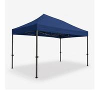 Barnum pliant pro 3x4,5 m 13,5 m² bleu, toit polyester 260 g/m² PVC étanche anti-UV 30+, structure acier + housse roulettes