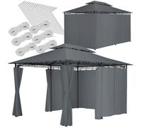 Barnum - TECTAKE - Tonnelle EMINE avec 6 parois latérales en tissu déperlant, cordes et piquets inclus, 4 x 3 m - Gris anthracite