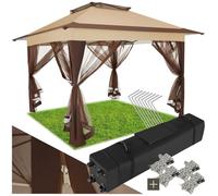 tectake® Tonnelle de Jardin 364x364x294cm en Acier époxy Pliable Tente de réception, Imperméable, 4 Panneaux, Sac de Transport Inclus, Tonnelle terrasse Exterieur Tente de réception Mariage Baptême