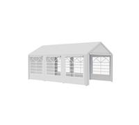 Barnum tonnelle tente de réception 3 x 6 m - 6 fenêtres, 2 portes - acier galvanisé PE blanc