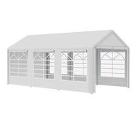 Barnum tonnelle tente de réception 3 x 6 m - 6 fenêtres, 2 portes - acier galvanisé PE blanc Blanc G