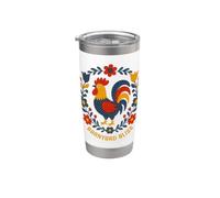 Barnyard Bliss Folk Art Coq Poule Gobelet isotherme en acier inoxydable double paroi