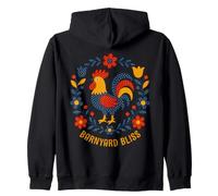 Barnyard Bliss Folk Art Coq Poule Sweat à Capuche