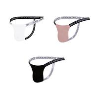 BaroHong Men's Microfiber Modal Thongs Underwear T-Back G-String Briefs (3-Pack, L)