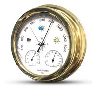 Baromètre 3 en 1 - cadre doré ø22,5 cm - lecture pression température hygro