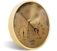 Baromètre 3 en 1, manomètre barométrique de 5,2 pouces, baromètre météo mécanique avec trou de suspension, baromètre à échelle claire, thermomètre hygromètre pour intérieur et extérieur, baromètre dor