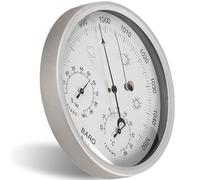 Baromètre 3 en 1, manomètre barométrique de 5,2 pouces, baromètre météo mécanique avec trou de suspension, baromètre à échelle claire, thermomètre hygromètre pour intérieur et extérieur, baromètre arg