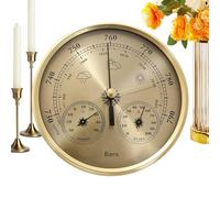 Baromètre analogique - Station météo 3 en 1 de haute précision, manomètre | Diamètre du cadran 130mm pour la pêche Camping Marine extérieur intérieur maison femmes hommes adultes