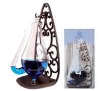 Esschert Design TH31 Baromètre en Verre avec Support en Fonte Transparent 13,9 x 12 x 27,7 cm