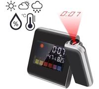Baromètre Réveil projection, Station météo plafond numérique LCD calendrier projecteur de temps hygromètre de température LED - Noir