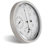 Baromètres pour le mur de la maison | Baromètre, manomètre barométrique de 5, 2 pouces, baromètre météo mécanique avec trou suspension, thermomètre et hygromètre à échelle claire, argent