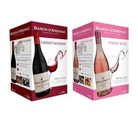 Baron d'Arignac - Vin rouge 10L Cabernet Sauvignon IGP Pays d'Oc - Bag in Box BIB 10L (1 x 10L) & Vin rosé 10L Syrah IGP Pays d'Oc - Bag in Box BIB 10L (1 x 10L)